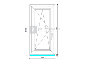 GreenEvolution 76 3D  3r üv  BNY 60x120 cm bal fehér egyszárnyú ablak