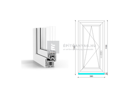 GreenEvolution 76 B 3r üv BNY 60x120 cm bal fehér egyszárnyú ablak GreenEvolution 76 B 3r üv BNY 60x120 cm bal fehér egyszárnyú ablak