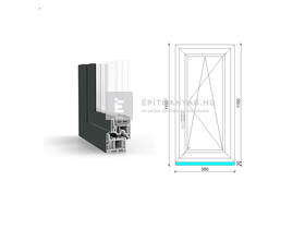GreenEvolution 76 B 3r üv BNY 60x120 cm jobb kívül antracit, belül fehér egyszárnyú ablak GreenEvolution 76 B 3r üv BNY 60x120 cm jobb kívül antracit, belül fehér egyszárnyú ablak