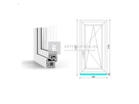 GreenEvolution 76 B 3r üv BNY 60x120 cm jobb fehér egyszárnyú ablak GreenEvolution 76 B 3r üv BNY 60x120 cm jobb fehér egyszárnyú ablak
