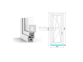 GreenEvolution 76 B 3r üv BNY 60x150 cm bal fehér egyszárnyú ablak GreenEvolution 76 B 3r üv BNY 60x150 cm bal fehér egyszárnyú ablak