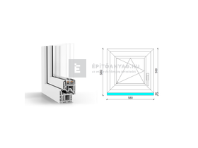 GreenEvolution 76 B 3r üv BNY 60x60 cm bal fehér egyszárnyú ablak GreenEvolution 76 B 3r üv BNY 60x60 cm bal fehér egyszárnyú ablak