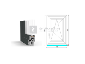 GreenEvolution 76 B 3r üv BNY 60x90 cm jobb kívül antracit, belül fehér egyszárnyú ablak GreenEvolution 76 B 3r üv BNY 60x90 cm jobb kívül antracit, belül fehér egyszárnyú ablak