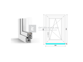 GreenEvolution 76 B 3r üv BNY 60x90 cm jobb fehér egyszárnyú ablak GreenEvolution 76 B 3r üv BNY 60x90 cm jobb fehér egyszárnyú ablak
