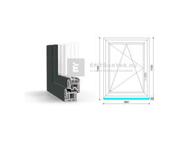 GreenEvolution 76 B 3r üv BNY 90x120 cm bal kívül antracit, belül fehér egyszárnyú ablak GreenEvolution 76 B 3r üv BNY 90x120 cm bal kívül antracit, belül fehér egyszárnyú ablak