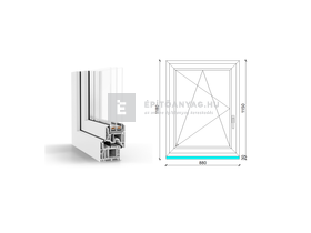 GreenEvolution 76 B 3r üv BNY 90x120 cm bal fehér egyszárnyú ablak GreenEvolution 76 B 3r üv BNY 90x120 cm bal fehér egyszárnyú ablak