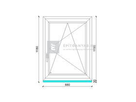 GreenEvolution 76 B 3r üv BNY 90x120 cm jobb kívül antracit, belül fehér egyszárnyú ablak