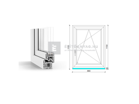 GreenEvolution 76 B 3r üv BNY 90x120 cm jobb fehér egyszárnyú ablak GreenEvolution 76 B 3r üv BNY 90x120 cm jobb fehér egyszárnyú ablak