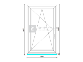 GreenEvolution 76 B 3r üv BNY 90x150 cm bal kívül antracit, belül fehér egyszárnyú ablak