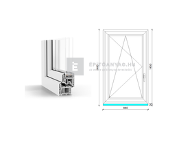 GreenEvolution 76 B 3r üv BNY 90x150 cm bal fehér egyszárnyú ablak GreenEvolution 76 B 3r üv BNY 90x150 cm bal fehér egyszárnyú ablak