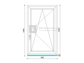 GreenEvolution 76 B 3r üv BNY 90x150 cm jobb kívül antracit, belül fehér egyszárnyú ablak