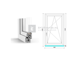 GreenEvolution 76 B 3r üv BNY 90x150 cm jobb fehér egyszárnyú ablak GreenEvolution 76 B 3r üv BNY 90x150 cm jobb fehér egyszárnyú ablak