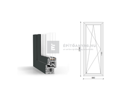 GreenEvolution 76 B 3r üv BNY 90x240 cm bal kívül antracit, belül fehér egyszárnyú erkélyajtó GreenEvolution 76 B 3r üv BNY 90x240 cm bal kívül antracit, belül fehér egyszárnyú erkélyajtó