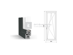 GreenEvolution 76 B 3r üv BNY 90x240 cm jobb kívül antracit, belül fehér egyszárnyú erkélyajtó GreenEvolution 76 B 3r üv BNY 90x240 cm jobb kívül antracit, belül fehér egyszárnyú erkélyajtó