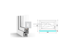GreenEvolution 76 B 3r üv BNY 90x60 cm bal fehér egyszárnyú ablak GreenEvolution 76 B 3r üv BNY 90x60 cm bal fehér egyszárnyú ablak