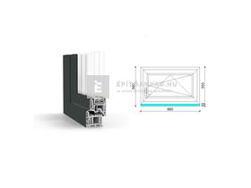 GreenEvolution 76 B 3r üv BNY 90x60 cm jobb kívül antracit, belül fehér egyszárnyú ablak GreenEvolution 76 B 3r üv BNY 90x60 cm jobb kívül antracit, belül fehér egyszárnyú ablak