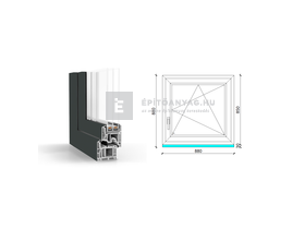 GreenEvolution 76 B 3r üv BNY 90x90 cm jobb kívül antracit, belül fehér egyszárnyú ablak GreenEvolution 76 B 3r üv BNY 90x90 cm jobb kívül antracit, belül fehér egyszárnyú ablak
