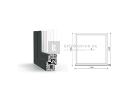 GreenEvolution 76 B 3r üv Fix 120x120 cm kívül antracit, belül fehér fix ablak GreenEvolution 76 B 3r üv Fix 120x120 cm kívül antracit, belül fehér fix ablak