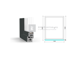 GreenEvolution 76 B 3r üv Fix 120x150 cm kívül antracit, belül fehér fix ablak GreenEvolution 76 B 3r üv Fix 120x150 cm kívül antracit, belül fehér fix ablak