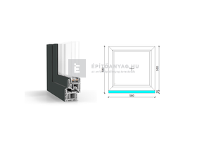 GreenEvolution 76 B 3r üv Fix 60x60 cm kívül antracit, belül fehér fix ablak GreenEvolution 76 B 3r üv Fix 60x60 cm kívül antracit, belül fehér fix ablak