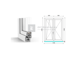 GreenEvolution 76 B 3r üv NY-BNY 120x150 cm bal fehér kétszárnyú váltószárnyas ablak GreenEvolution 76 B 3r üv NY-BNY 120x150 cm bal fehér kétszárnyú váltószárnyas ablak