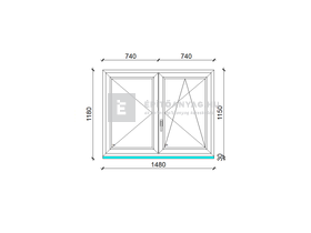 GreenEvolution 76 B 3r üv NY-BNY 150x120cm bal kívül antracit, belül fehér kétsz. váltósz. ablak