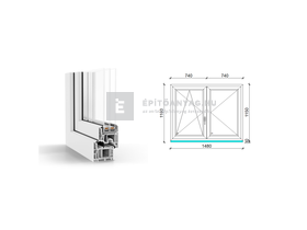GreenEvolution 76 B 3r üv NY-BNY 150x120 cm bal fehér kétszárnyú váltószárnyas ablak GreenEvolution 76 B 3r üv NY-BNY 150x120 cm bal fehér kétszárnyú váltószárnyas ablak