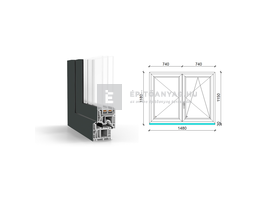 GreenEvolution 76 B 3r üv NY-BNY 150x120cm jobb kívül antracit belül fehér kétsz. váltósz. ablak GreenEvolution 76 B 3r üv NY-BNY 150x120cm jobb kívül antracit belül fehér kétsz. váltósz. ablak