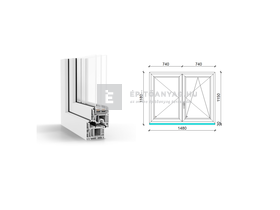 GreenEvolution 76 B 3r üv NY-BNY 150x120 cm jobb fehér kétszárnyú váltószárnyas ablak GreenEvolution 76 B 3r üv NY-BNY 150x120 cm jobb fehér kétszárnyú váltószárnyas ablak