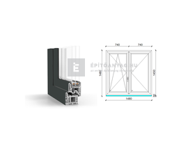 GreenEvolution 76 B 3r üv NY-BNY 150x150cm bal kívül antracit, belül fehér kétsz. váltósz. ablak GreenEvolution 76 B 3r üv NY-BNY 150x150cm bal kívül antracit, belül fehér kétsz. váltósz. ablak