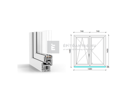 GreenEvolution 76 B 3r üv NY-BNY 150x150 cm bal fehér kétszárnyú váltószárnyas ablak GreenEvolution 76 B 3r üv NY-BNY 150x150 cm bal fehér kétszárnyú váltószárnyas ablak