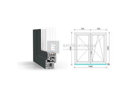 GreenEvolution 76 B 3r üv NY-BNY 150x150cm jobb kívül antracit belül fehér kétsz. váltósz. ablak GreenEvolution 76 B 3r üv NY-BNY 150x150cm jobb kívül antracit belül fehér kétsz. váltósz. ablak