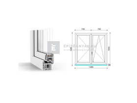 GreenEvolution 76 B 3r üv NY-BNY 150x150 cm jobb fehér kétszárnyú váltószárnyas ablak GreenEvolution 76 B 3r üv NY-BNY 150x150 cm jobb fehér kétszárnyú váltószárnyas ablak