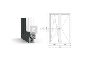 GreenEvolution 76 B 3r üv NY-BNY 150x210cm bal kívül antracit belül fehér kétsz.váltósz. erkélya. GreenEvolution 76 B 3r üv NY-BNY 150x210cm bal kívül antracit belül fehér kétsz.váltósz. erkélya.