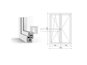 GreenEvolution 76 B 3r üv NY-BNY 150x210 cm bal fehér kétszárnyú váltószárnyas erkélyajtó GreenEvolution 76 B 3r üv NY-BNY 150x210 cm bal fehér kétszárnyú váltószárnyas erkélyajtó