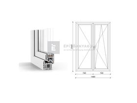 GreenEvolution 76 B 3r üv NY-BNY 150x210 cm jobb fehér kétszárnyú váltószárnyas erkélyajtó GreenEvolution 76 B 3r üv NY-BNY 150x210 cm jobb fehér kétszárnyú váltószárnyas erkélyajtó