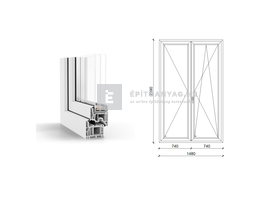 GreenEvolution 76 B 3r üv NY-BNY 150x240 cm jobb fehér kétszárnyú váltószárnyas erkélyajtó GreenEvolution 76 B 3r üv NY-BNY 150x240 cm jobb fehér kétszárnyú váltószárnyas erkélyajtó
