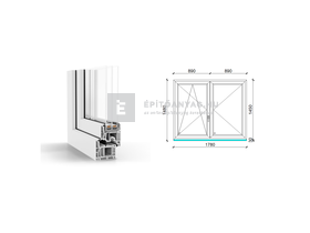 180x150 cm, nyíló/bukó-nyíló, váltószárnyas, balos, fehér, háromrétegű üvegezésű GreenEvolution 76 B műanyag ablak 180x150 cm, nyíló/bukó-nyíló, váltószárnyas, balos, fehér, háromrétegű üvegezésű GreenEvolution 76 B műanyag ablak
