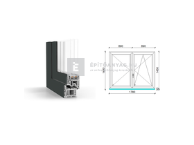 GreenEvolution 76 B 3r üv NY-BNY 180x150cm jobb kívül antracit belül fehér kétsz. váltósz. ablak GreenEvolution 76 B 3r üv NY-BNY 180x150cm jobb kívül antracit belül fehér kétsz. váltósz. ablak