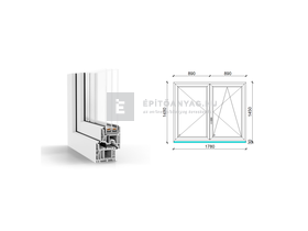 GreenEvolution 76 B 3r üv NY-BNY 180x150 cm jobb fehér kétszárnyú váltószárnyas ablak GreenEvolution 76 B 3r üv NY-BNY 180x150 cm jobb fehér kétszárnyú váltószárnyas ablak