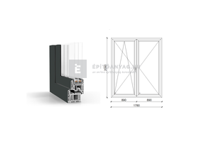 GreenEvolution 76 B 3r üv NY-BNY 180x210cm bal kívül antracit belül fehér kétsz.váltósz. erkélya. GreenEvolution 76 B 3r üv NY-BNY 180x210cm bal kívül antracit belül fehér kétsz.váltósz. erkélya.
