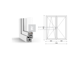 GreenEvolution 76 B 3r üv NY-BNY 180x210 cm bal fehér kétszárnyú váltószárnyas erkélyajtó GreenEvolution 76 B 3r üv NY-BNY 180x210 cm bal fehér kétszárnyú váltószárnyas erkélyajtó