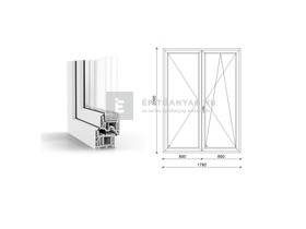 GreenEvolution 76 B 3r üv NY-BNY 180x240 cm jobb fehér kétszárnyú váltószárnyas erkélyajtó GreenEvolution 76 B 3r üv NY-BNY 180x240 cm jobb fehér kétszárnyú váltószárnyas erkélyajtó