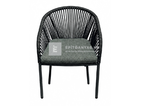L-YO Peacock rattan étkezőszék, 56,5x61,5x77 cm, párnával, szürke