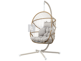 J-Home Enzo rattan kerti pihenőszék 101x110x185 cm, párnával, bézs