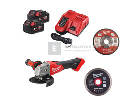 Milwaukee M18FSAG125XB100P-502P erőcsomag (M18FSAG125XB 2 akku, töltő, tartozékok, packout)