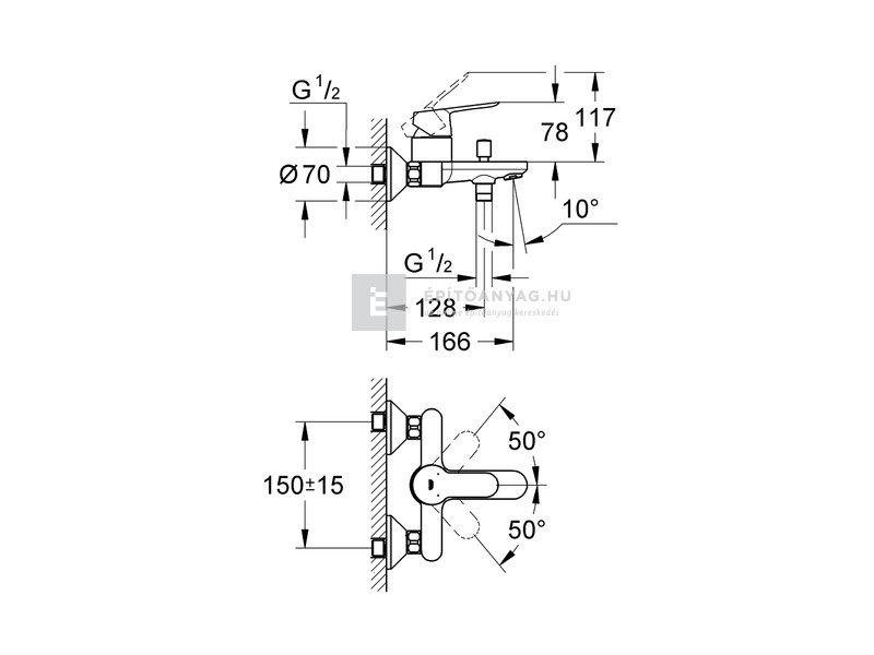 GROHE BauEdge egykaros kádcsaptelep, króm