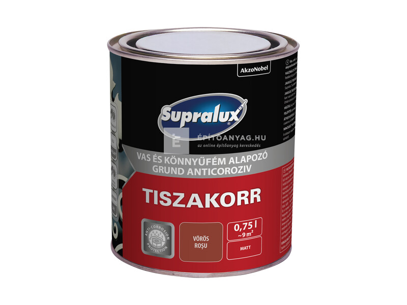 Supralux Tiszakorr vas és könnyűfém alapozó vörös 0,75 l