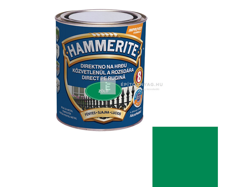 Hammerite fémfesték fényes zöld 0,75 l