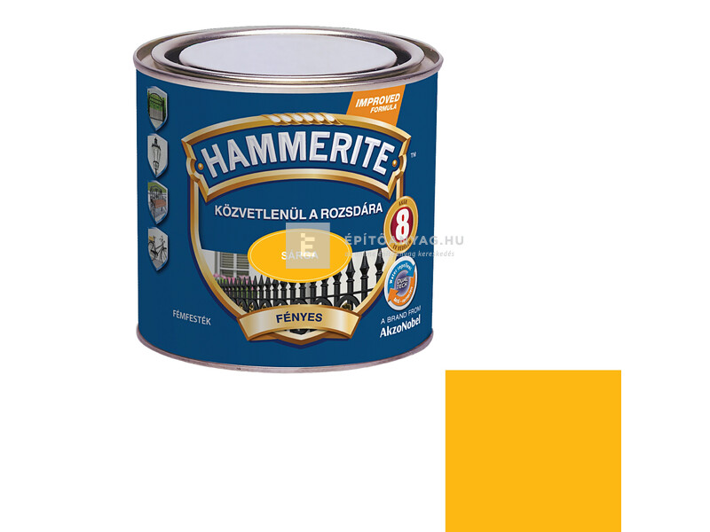 Hammerite fémfesték fényes sárga 0,25 l